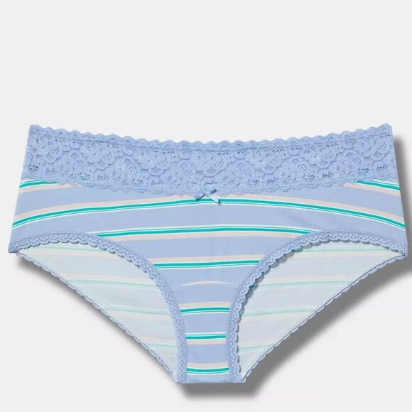 Torrid Panties 0X L Cheeky Blue Stripe Mid Rise Cotton Panty Plus Underwear New - Picture 1 of 3